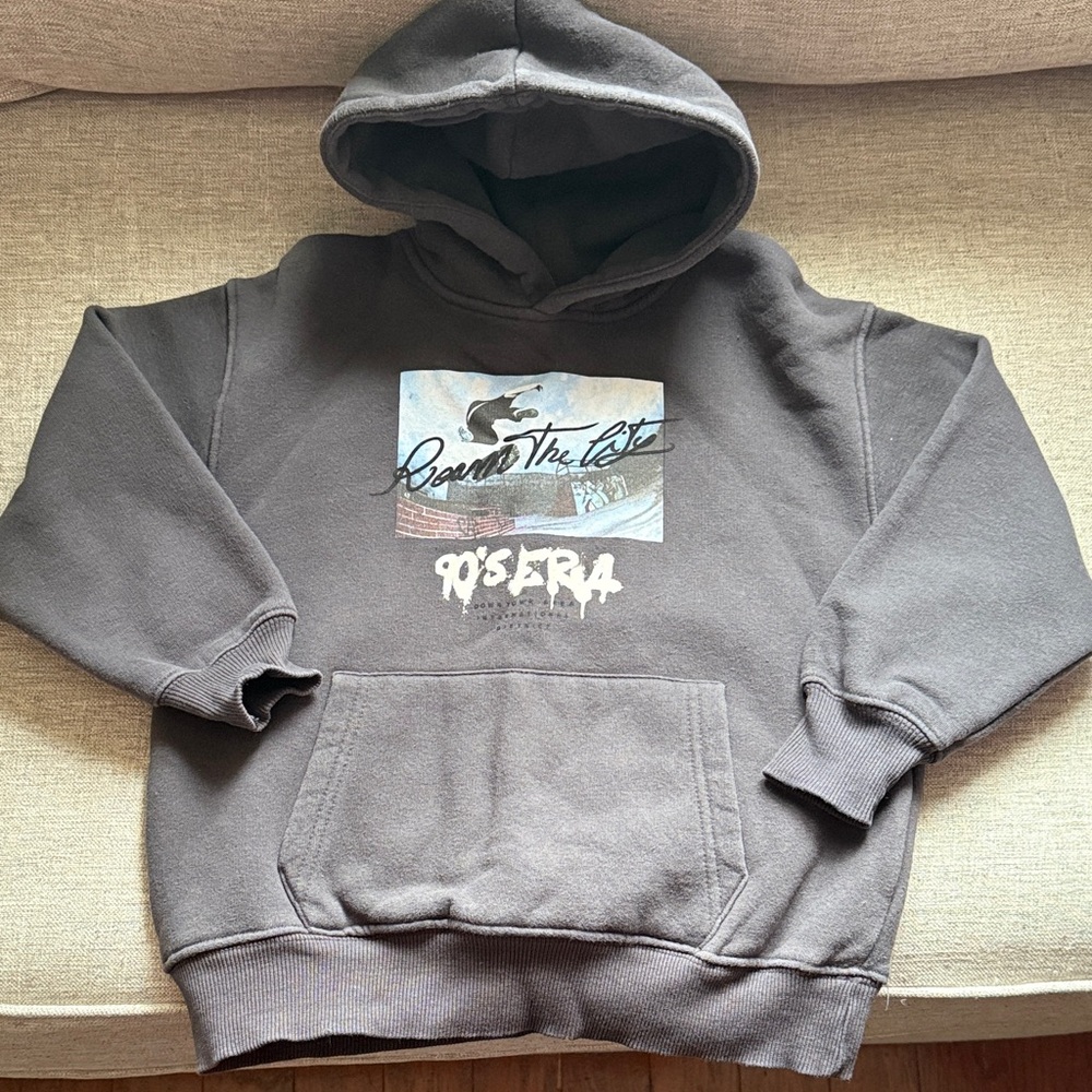 Zara Charcoal Hoodie with Graphic Design